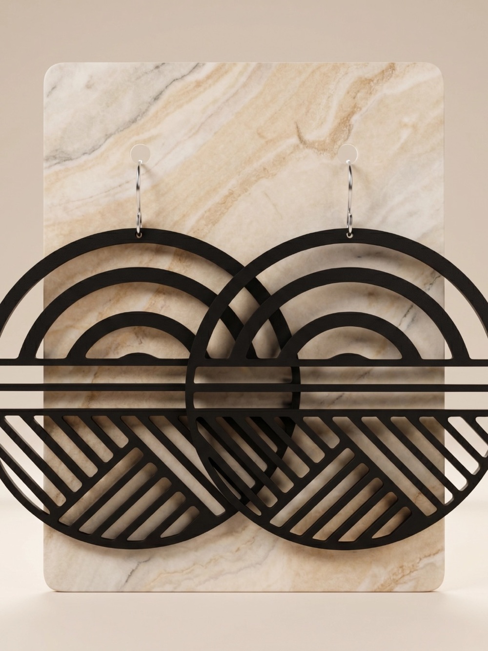 Black Geometric Wall Art Pair - Modern Circle Design